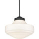 Ingalls 1 Light 16 inch Matte Black Pendant Ceiling Light in Vintage Milk Glass, Large