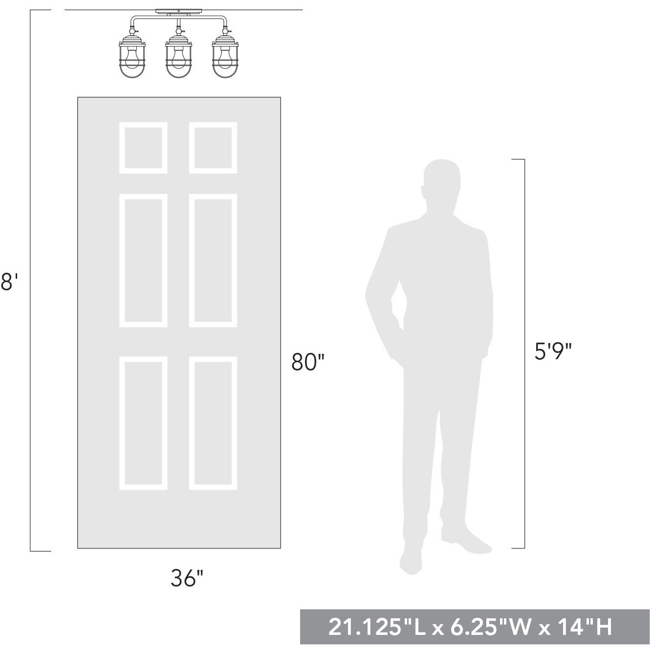 Seaport 3 Light 21.13 inch Matte Black Semi-Flush Mount Ceiling Light, Linear Track