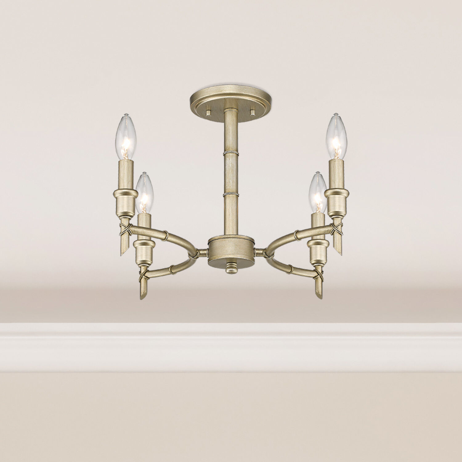 Cambay 4 Light 13 inch White Gold Semi-Flush Mount Ceiling Light