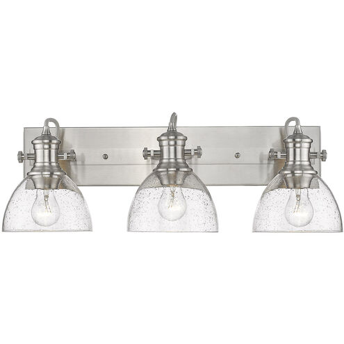 Hines 3 Light 25 inch Pewter Bath Vanity Wall Light in Seeded Glass