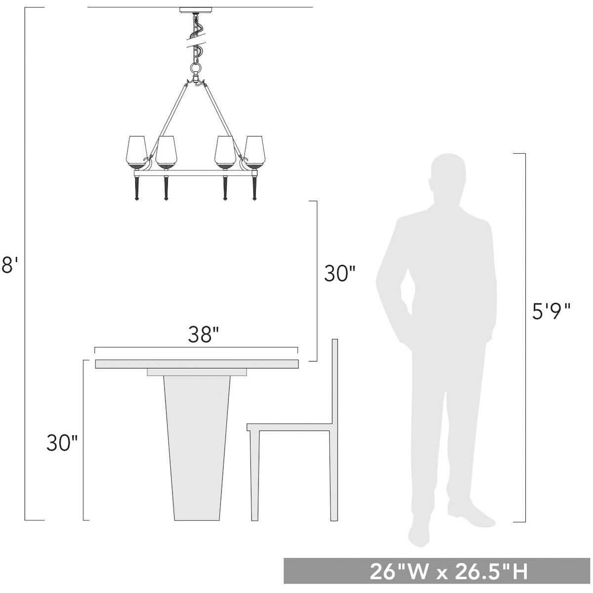 Marcellis 6 Light 26 inch Dark Natural Iron Chandelier Ceiling Light