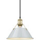 Yep Orwell 1 Light 10 inch Brushed Champagne Brass Pendant Ceiling Light in Dusky Blue