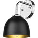 Zoey Wall Sconce Wall Light in Chrome, Matte Black