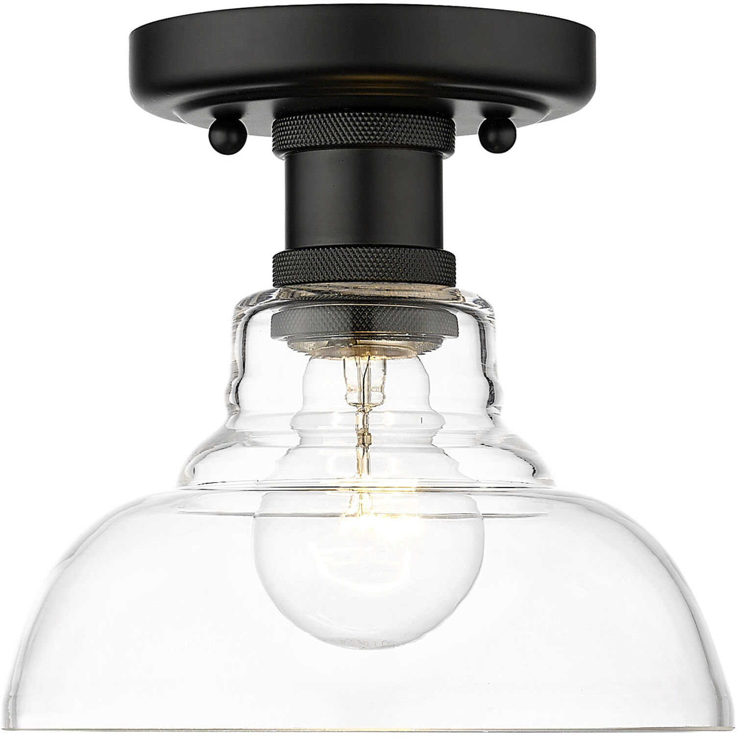 Yep Carver 1 Light 7.5 inch Matte Black Flush Mount Ceiling Light in Clear Glass