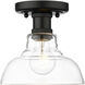 Yep Carver 1 Light 7.5 inch Matte Black Flush Mount Ceiling Light in Clear Glass