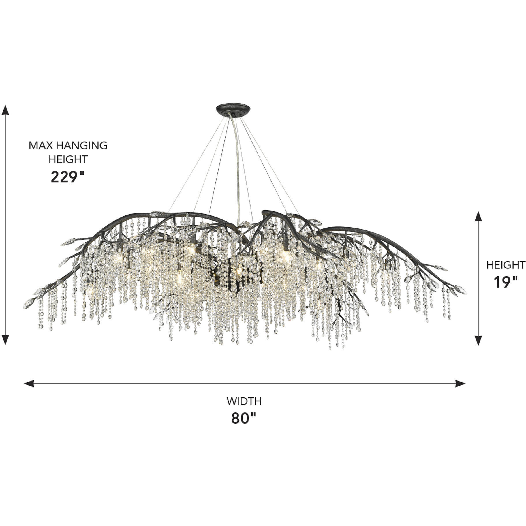 Autumn Twilight 80 inch 60.00 watt Black Iron Chandelier Ceiling Light, Large