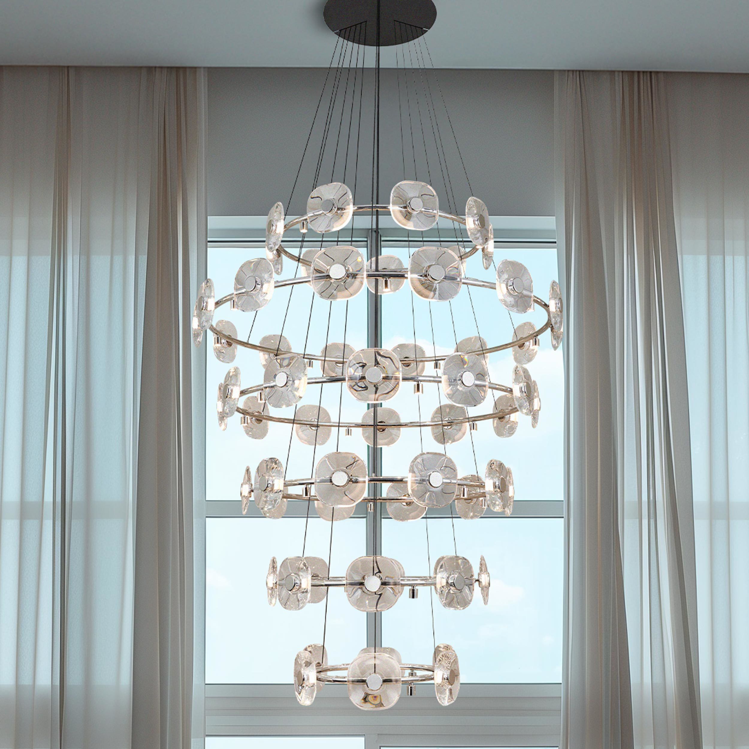 Ziva Celestia 57 inch 4.00 watt Chrome Chandelier Ceiling Light, 6 Tier