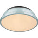 Duncan 2 Light 14 inch Matte Black Flush Mount Ceiling Light in Seafoam, Damp