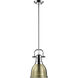 Duncan 1 Light 8.88 inch Chrome Pendant Ceiling Light in Aged Brass, Small