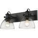 Yep Hines 2 Light 17.88 inch Matte Black Semi-Flush Mount Ceiling Light in Seeded Glass, Damp