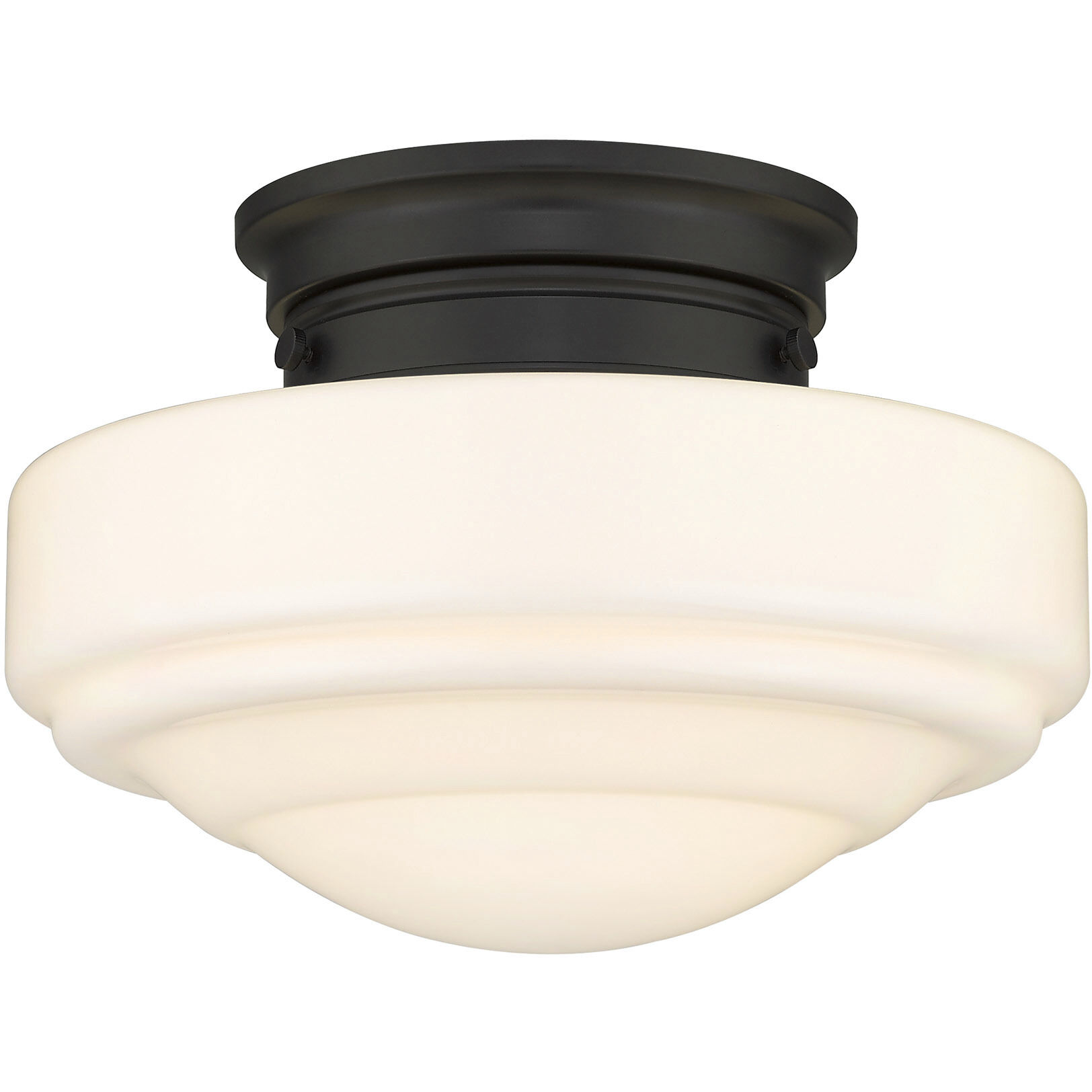 Ingalls 1 Light 12 inch Matte Black Semi-Flush Mount Ceiling Light in Vintage Milk Glass