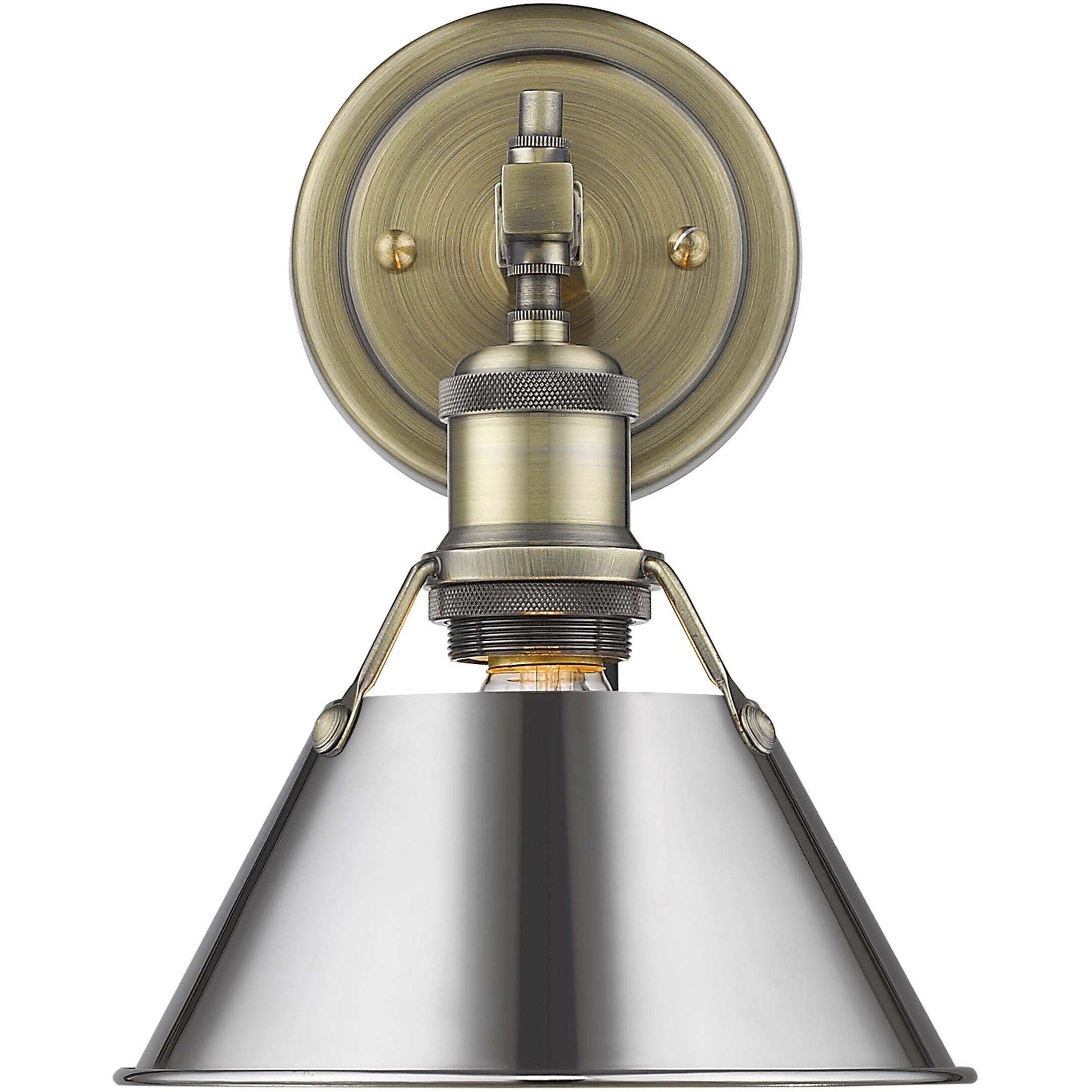 Yep Orwell Vanity Wall Light in Aged Brass, Chrome
