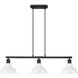 Carver 3 Light 35.5 inch Matte Black Linear Pendant Ceiling Light in Vintage Milk Glass