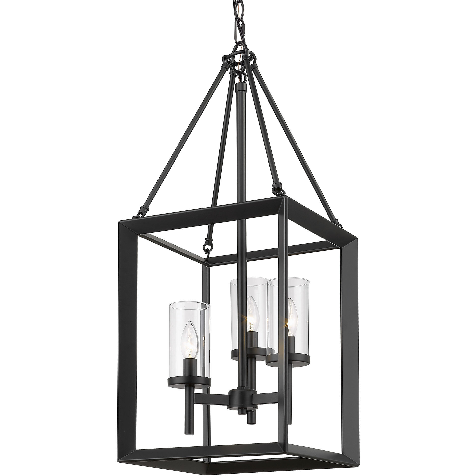 Smyth 3 Light 12 inch White Gold Pendant Ceiling Light in Clear Glass, Caged