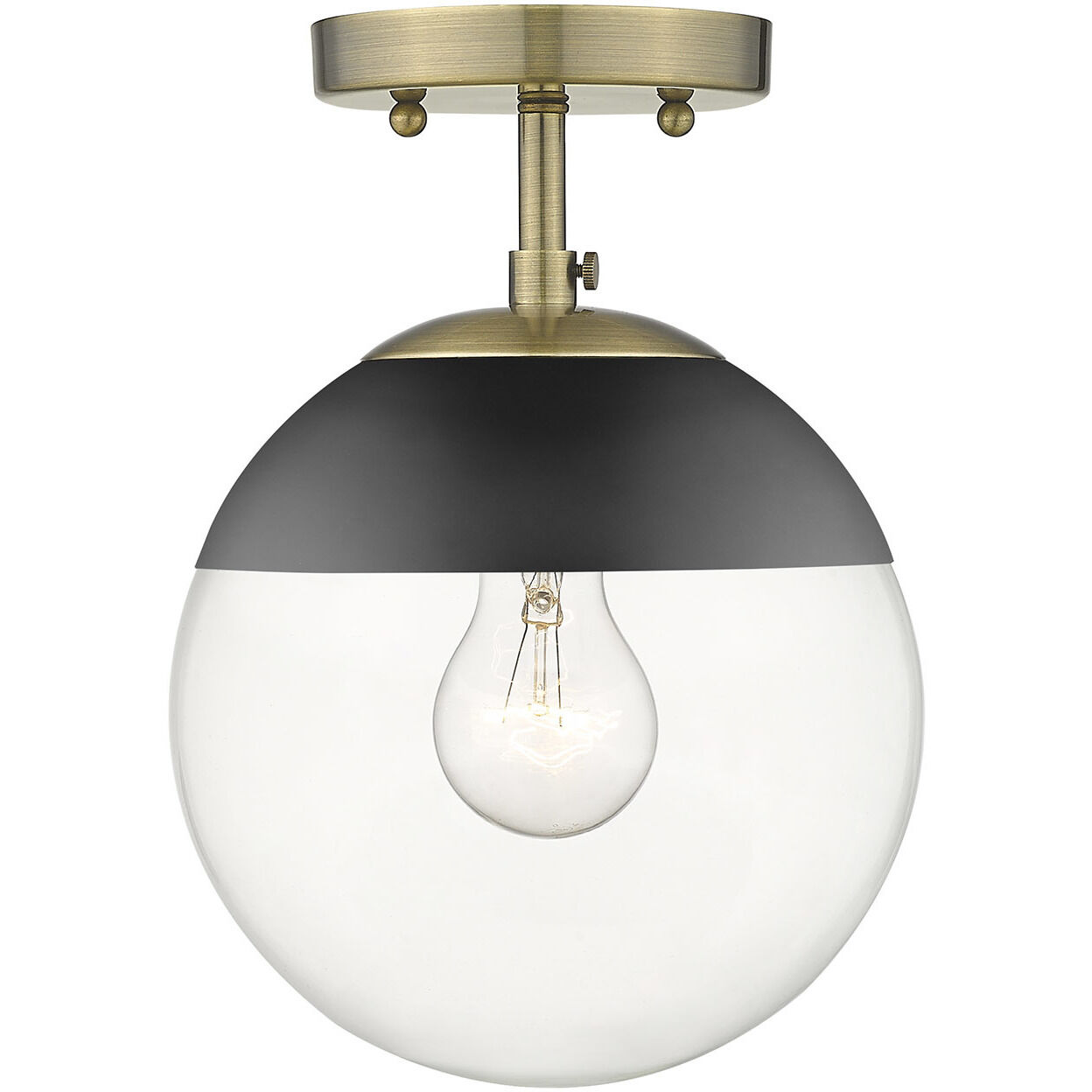 Dixon 1 Light 7.5 inch Matte Black Semi-Flush Mount Ceiling Light, Damp