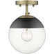 Dixon 1 Light 7.5 inch Matte Black Semi-Flush Mount Ceiling Light, Damp