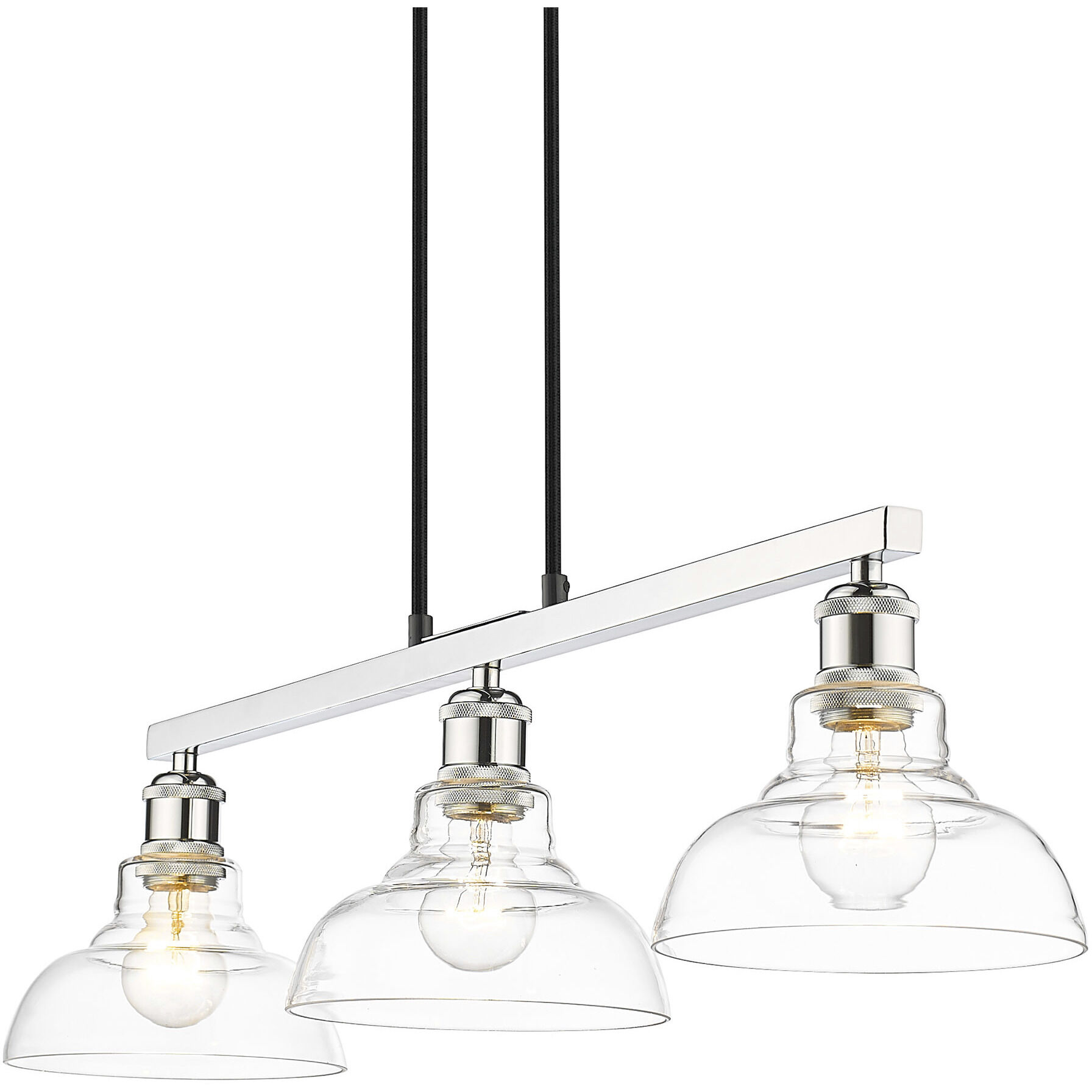 Yep Carver 3 Light 35.5 inch Chrome Semi-Flush Mount Ceiling Light in Clear Glass