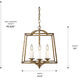 Athena 3 Light 14.5 inch Grecian Gold Pendant Ceiling Light, Caged