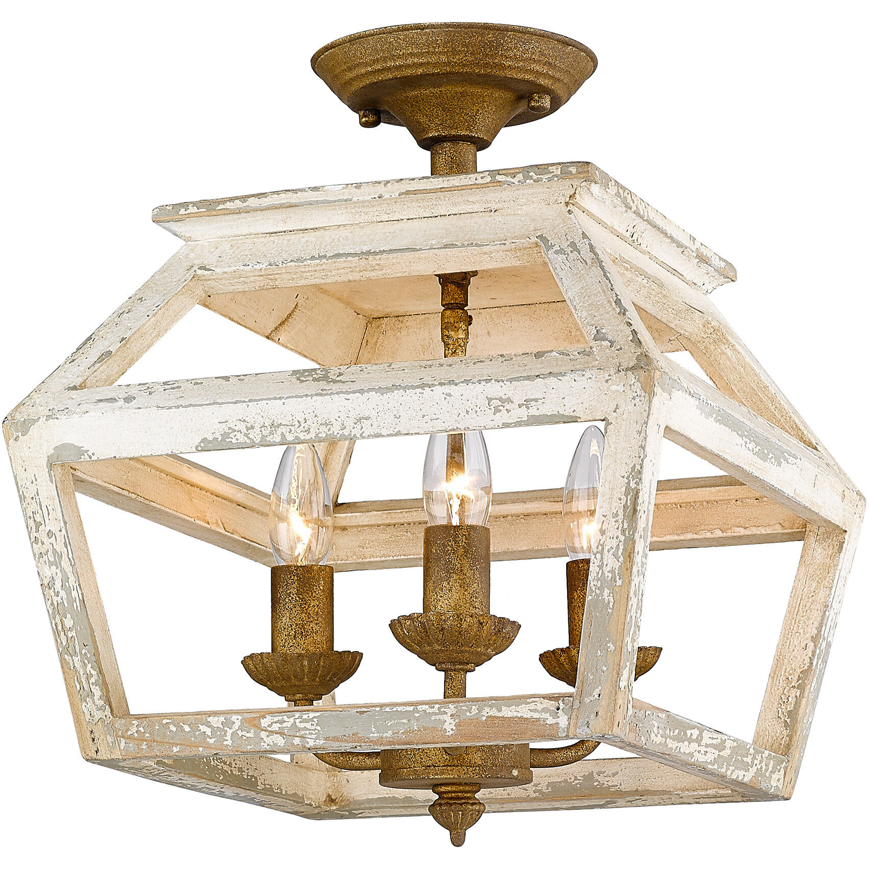 Haiden 3 Light 12.5 inch Burnished Chestnut Semi-Flush Mount Ceiling Light