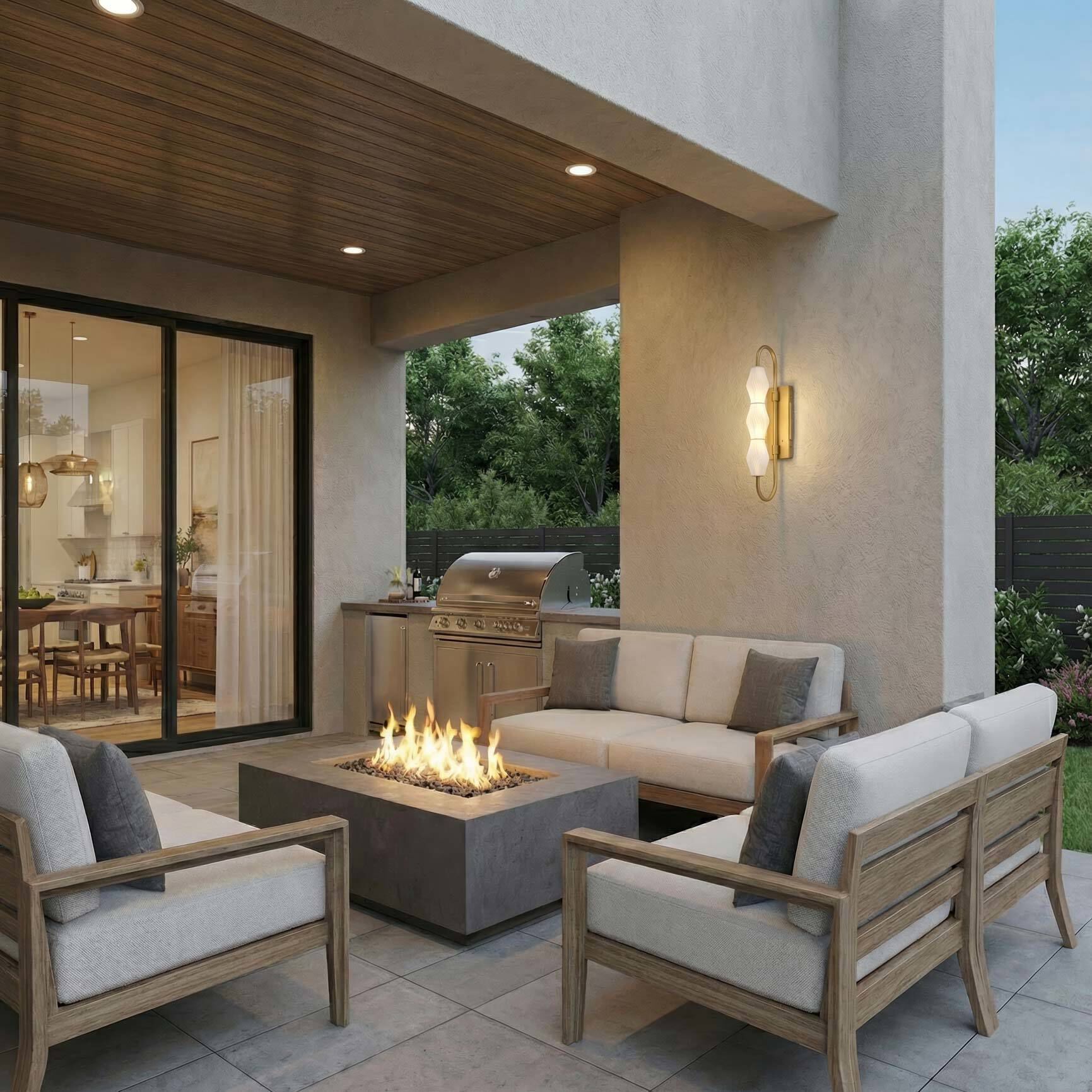 Geode 3 Light 21.5 inch Satin Brushed Gold Outdoor Wall Light