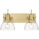 Yep Hines Vanity Wall Light in Seeded Glass, Brushed Champagne Brass
