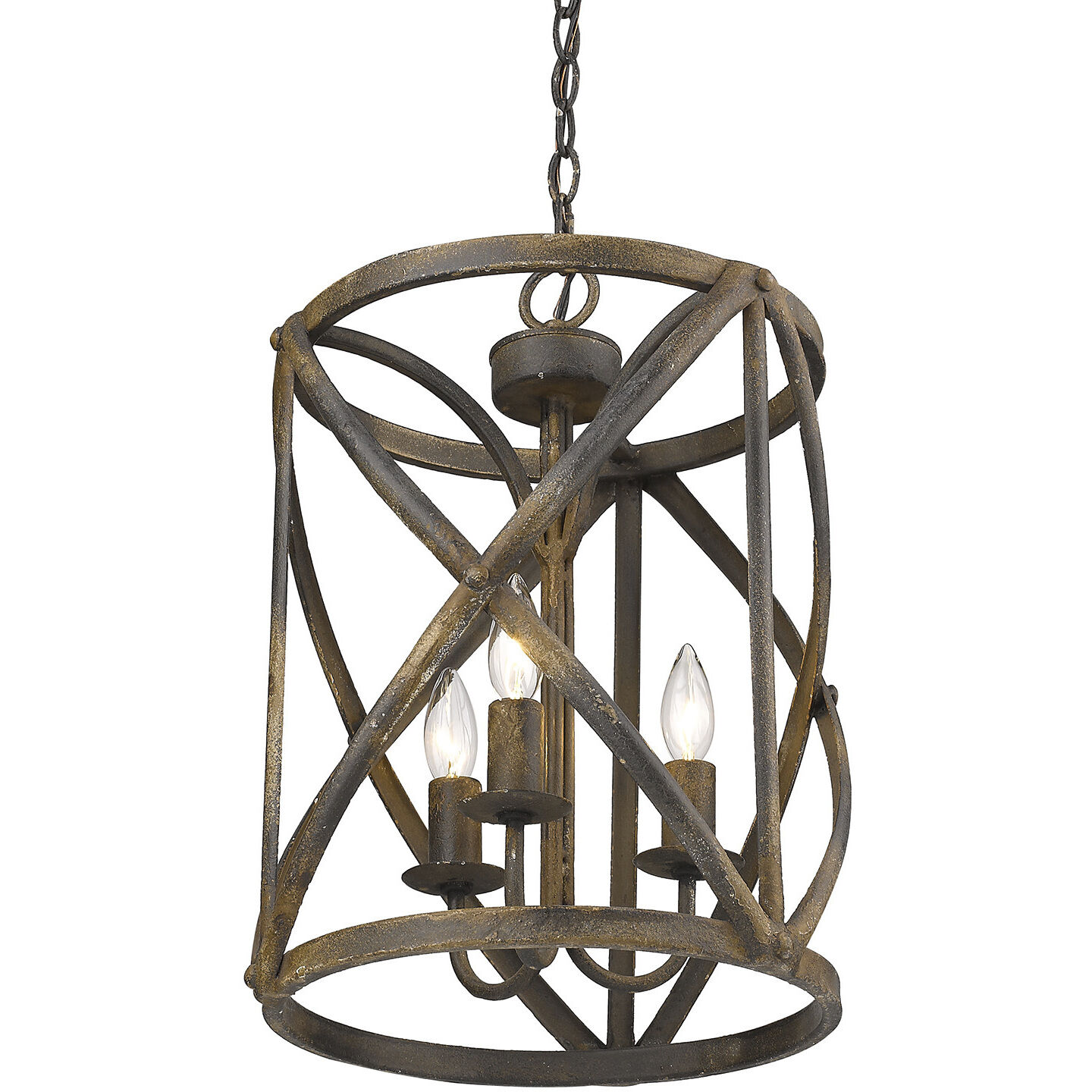 Alcott Pendant Ceiling Light in Antique Black Iron, Caged