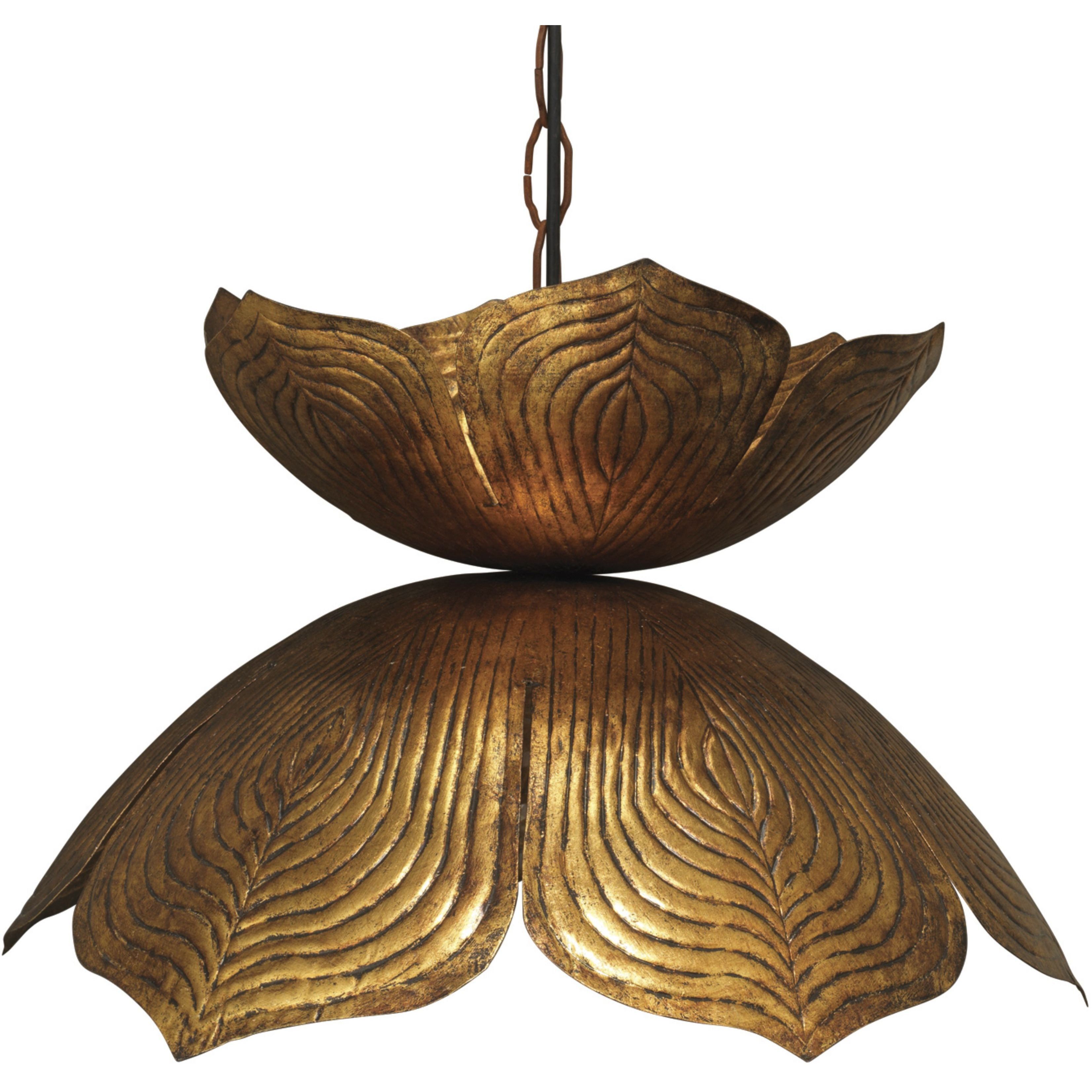 Flowering Lotus 1 Light 20 inch Antique Gold Pendant Ceiling Light