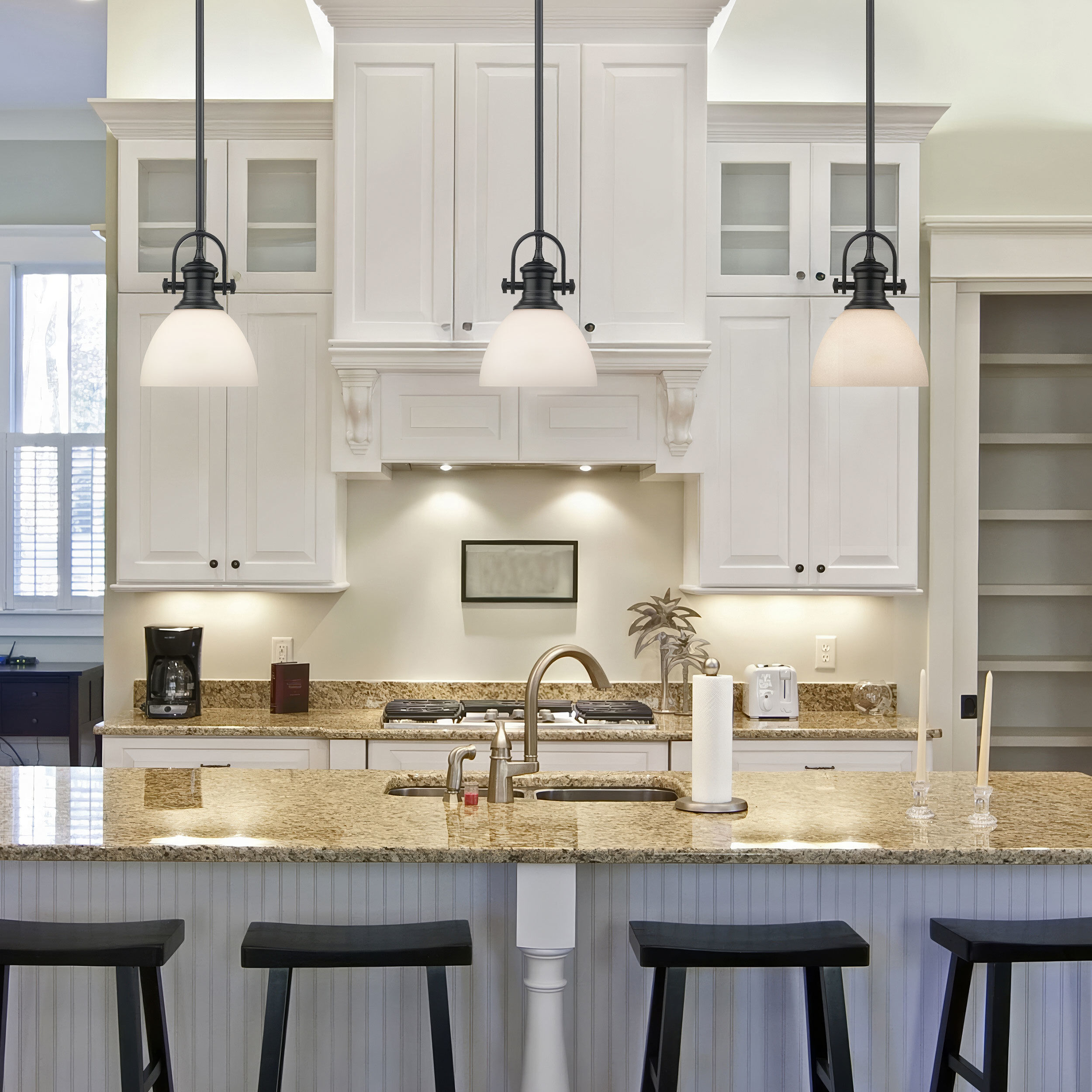 Yep Hines 1 Light 6.88 inch Matte Black Pendant Ceiling Light in Opal Glass