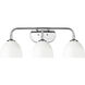 Zoey 3 Light 24.5 inch Chrome Bath Vanity Light Wall Light in Matte White