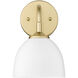 Zoey 1 Light 6 inch Olympic Gold Wall Sconce Wall Light in Matte White