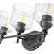 Keating 3 Light 23.88 inch Antique Black Iron Vanity Light Wall Light