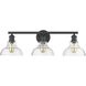 Yep Carver Vanity Wall Light in Matte Black, Clear Glass