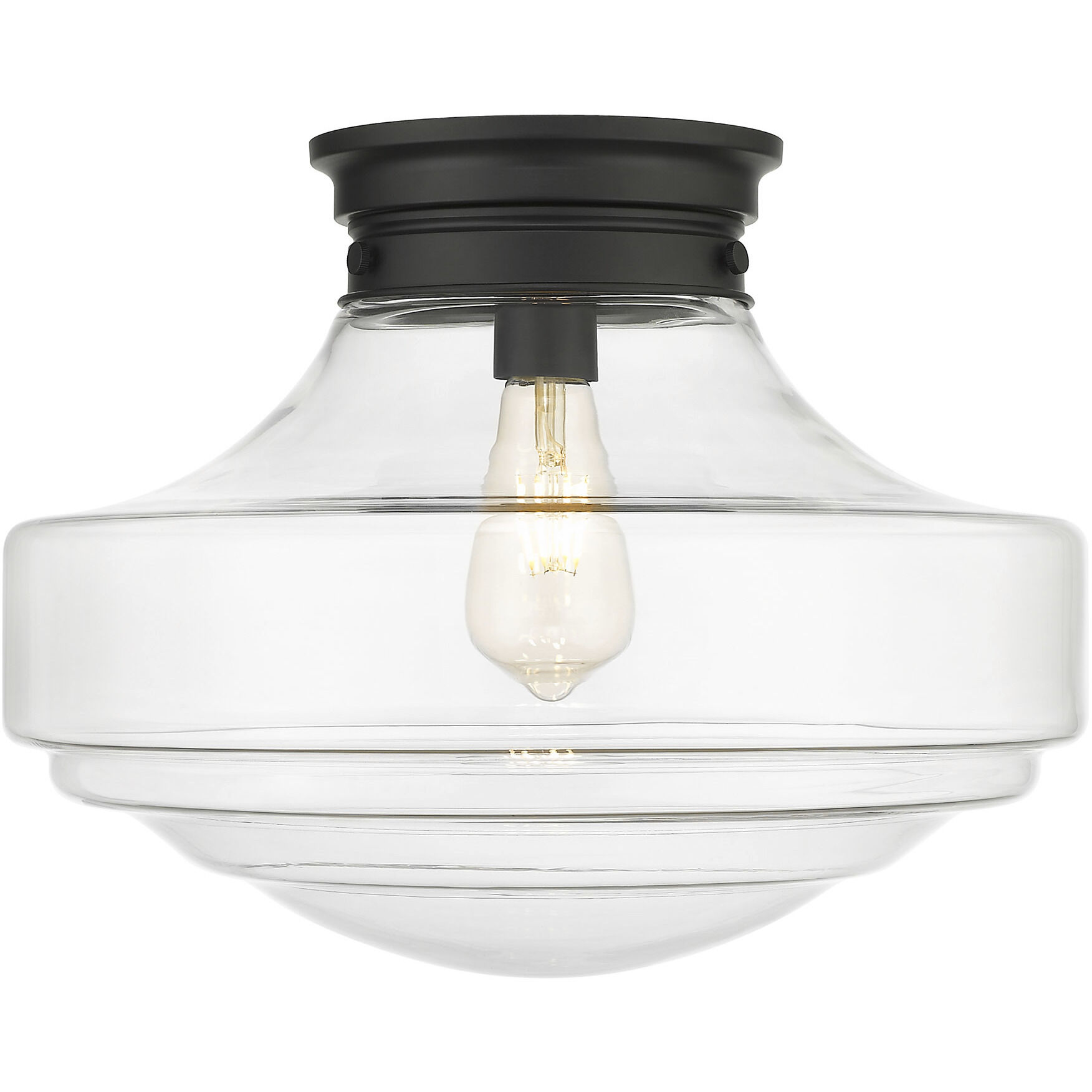 Ingalls 1 Light 16 inch Matte Black Semi-Flush Mount Ceiling Light in Clear Glass, Large