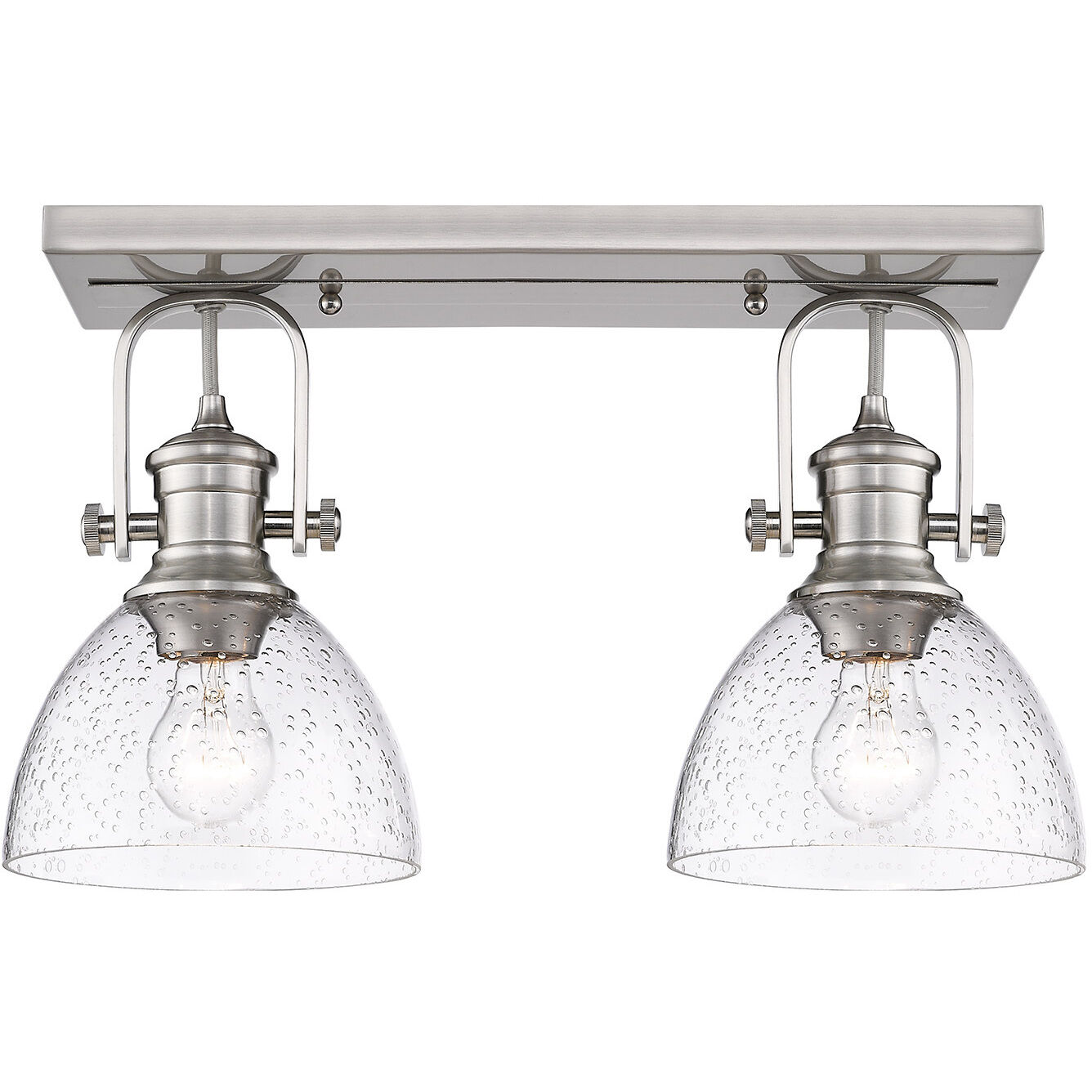 Yep Hines 2 Light 17.88 inch Pewter Semi-Flush Mount Ceiling Light in Seeded Glass, Damp