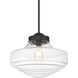 Ingalls Pendant Ceiling Light in Matte Black, Clear Glass, Large