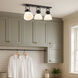 Hines 3 Light 25 inch Matte Black Semi-flush Ceiling Light in Opal Glass, Damp