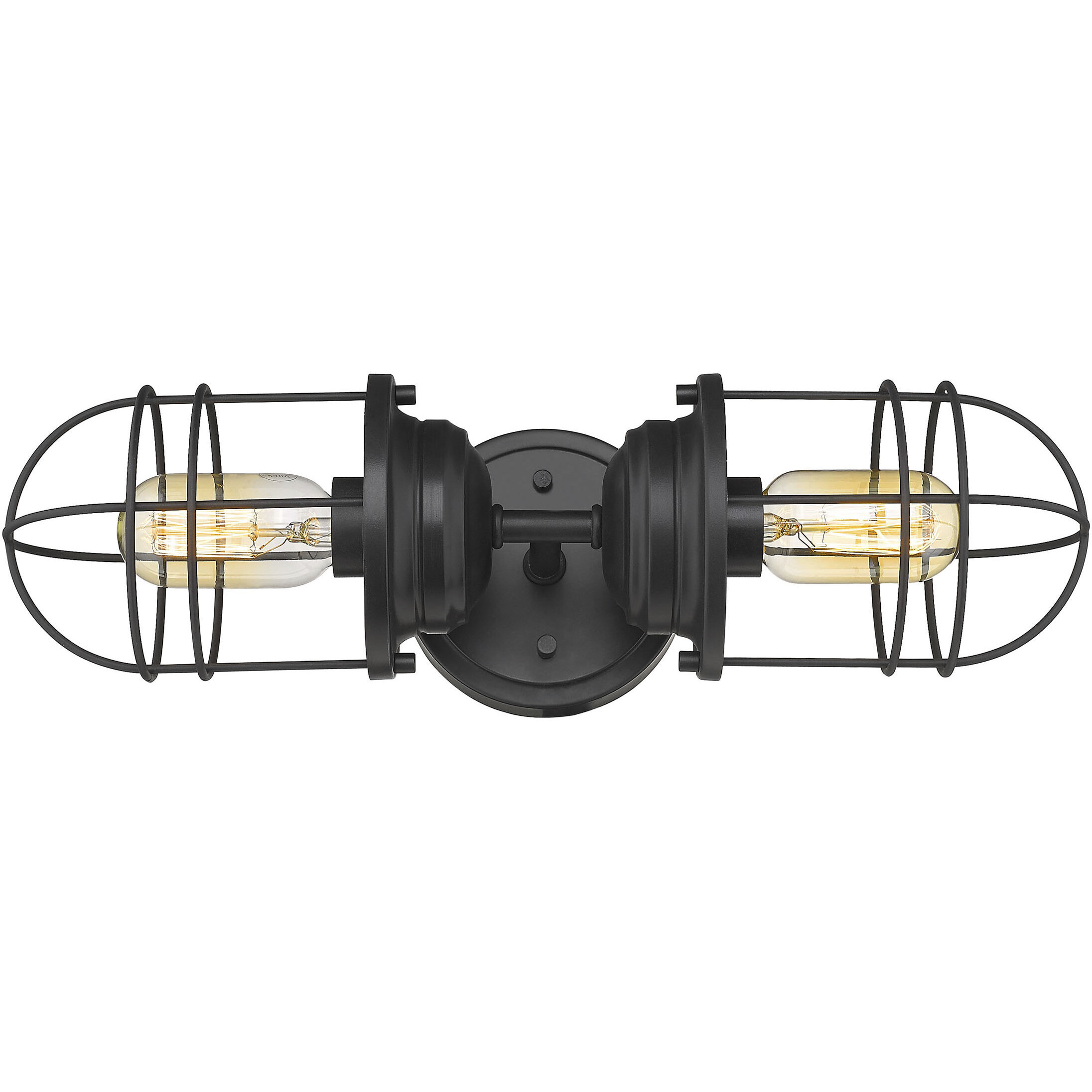 Seaport Vanity Wall Light in Matte Black, Damp