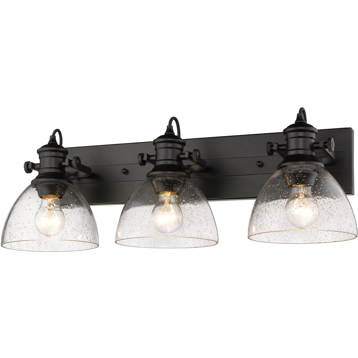 Yep Hines Vanity Wall Light in Matte Black, Seeded Glass