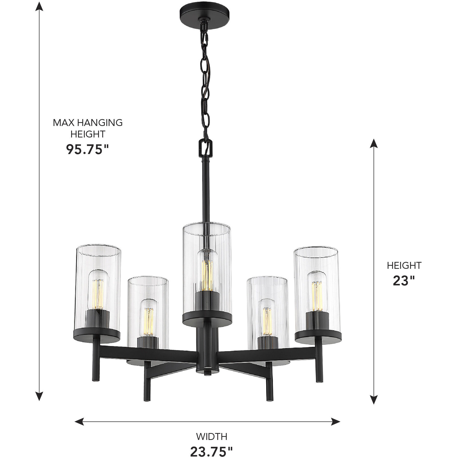 Winslett 23.75 inch 60.00 watt Matte Black Chandelier Ceiling Light