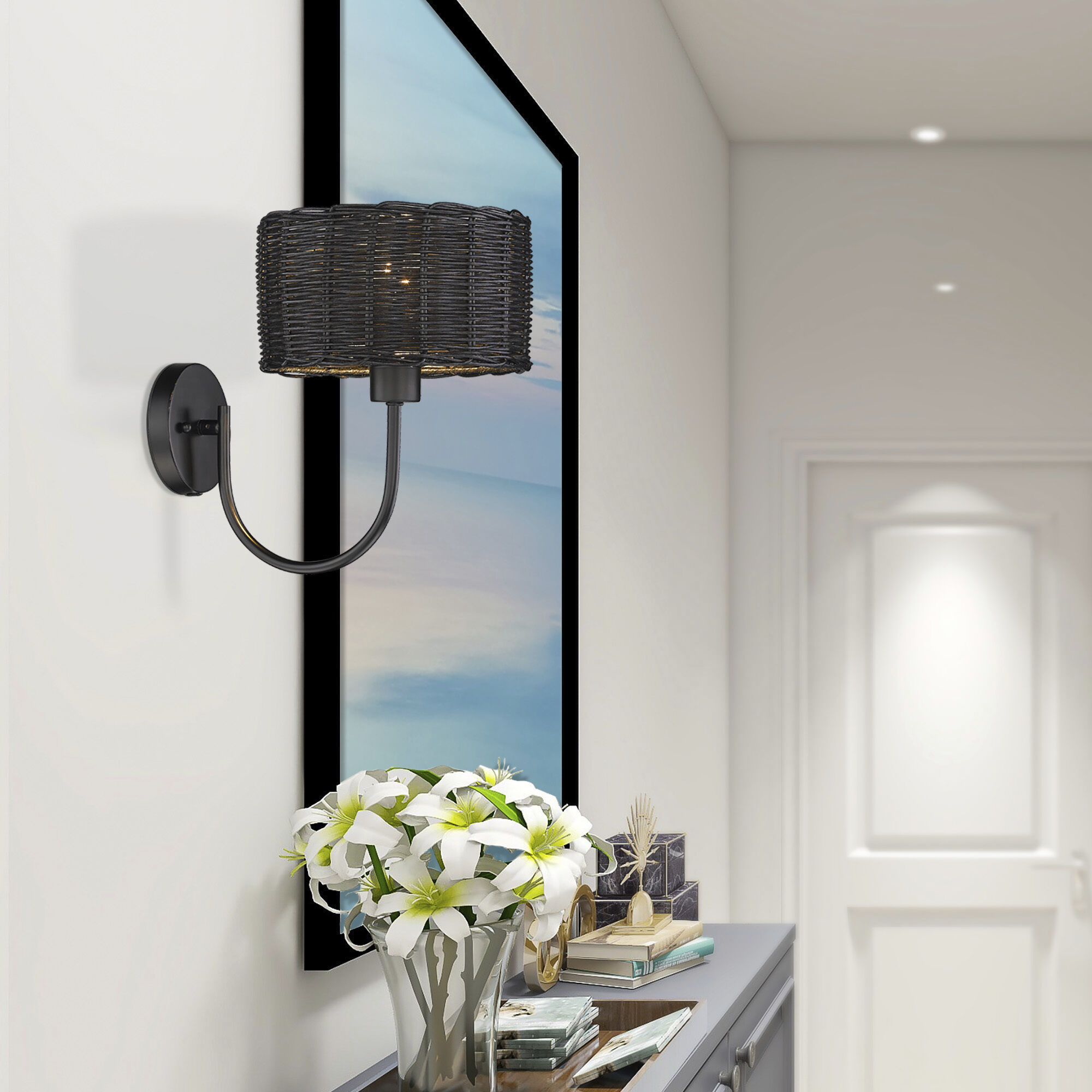 Erma 1 Light 9 inch Matte Black Wall Sconce Wall Light