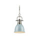 Duncan 1 Light 9 inch Pewter Mini Pendant Ceiling Light in Seafoam, Small
