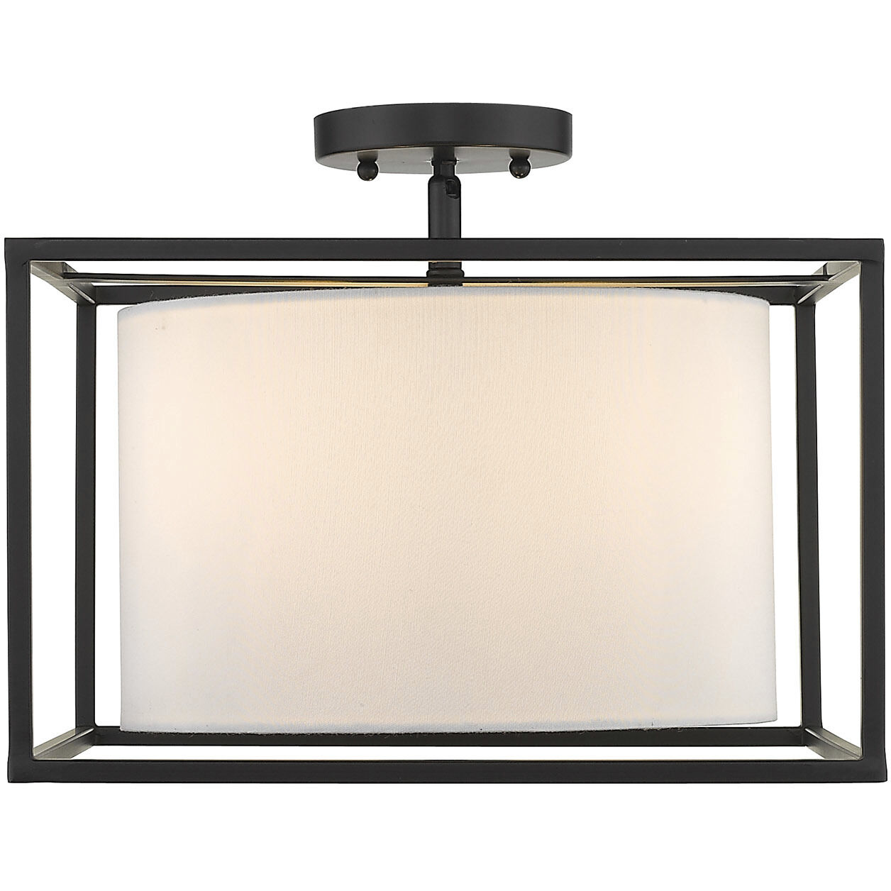 Manhattan 3 Light 14.5 inch Matte Black Semi-Flush Mount Ceiling Light, Damp