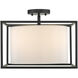 Manhattan 3 Light 14.5 inch Matte Black Semi-Flush Mount Ceiling Light, Damp