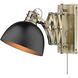 Hawthorn 1 Light 8 inch Aged Brass Articulating Wall Sconce Wall Light in Matte Black, Adjustable