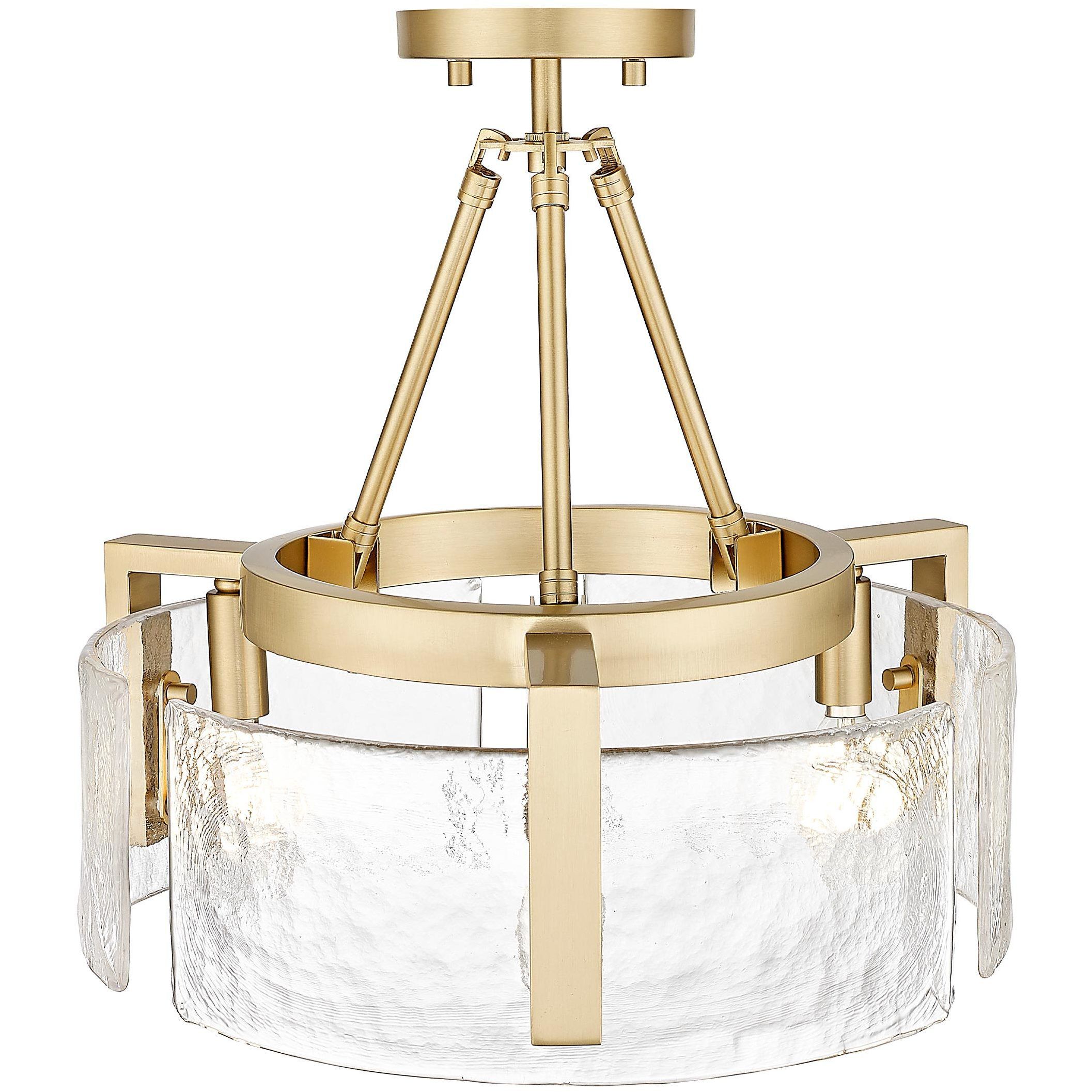 Aenon 3 Light 16.5 inch Brushed Champagne Brass Semi-Flush Mount Ceiling Light
