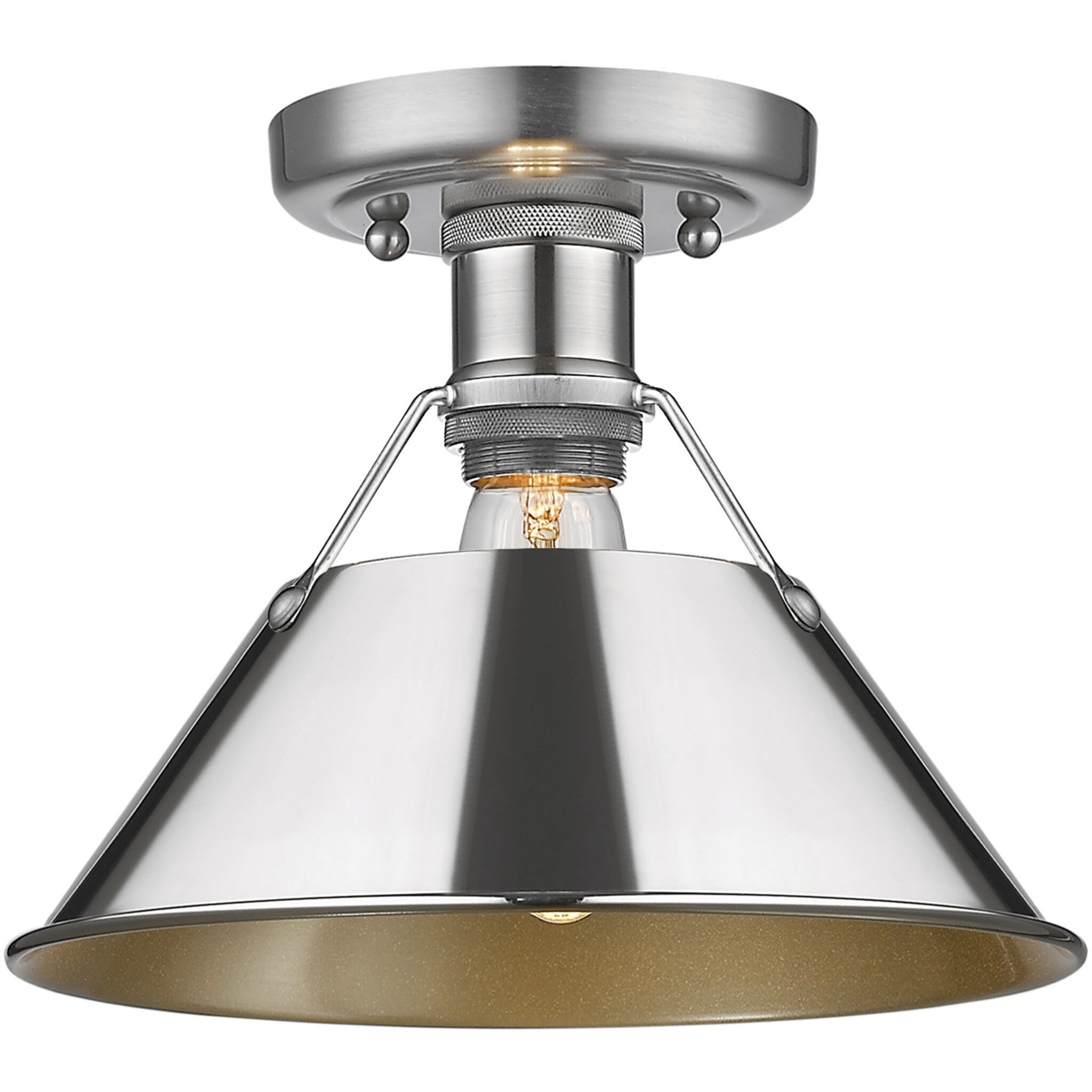 Yep Orwell 1 Light 10 inch Pewter Flush Mount Ceiling Light in Chrome, Damp