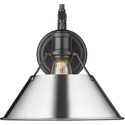 Orwell 1 Light 10 inch Matte Black Wall Sconce Wall Light in Chrome, Damp