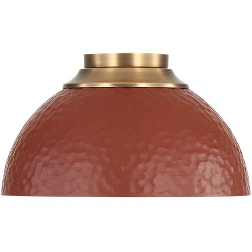Shepard 3 Light 13.75 inch Modern Brass Flush Mount Ceiling Light in Russet Clay