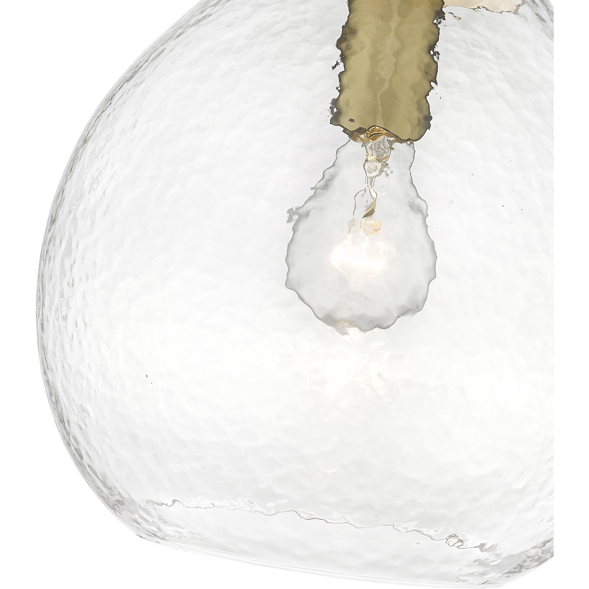 Ariella Pendant Ceiling Light in Brushed Champagne Brass, Clear Hammered, Small