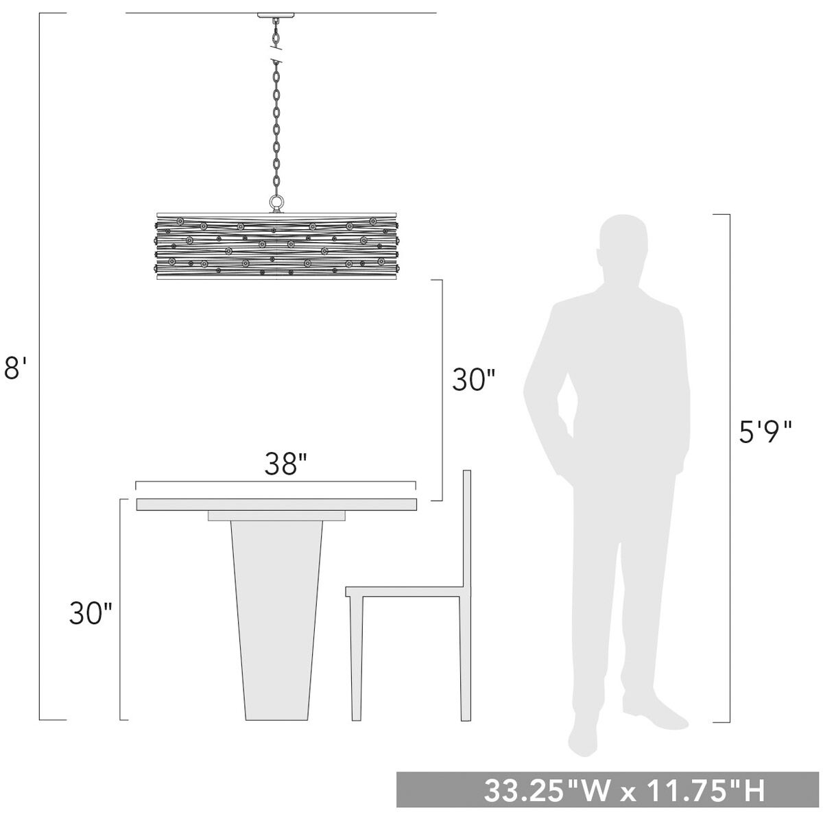 Bijoux 8 Light 34 inch Brushed Etruscan Bronze Chandelier Ceiling Light, Large